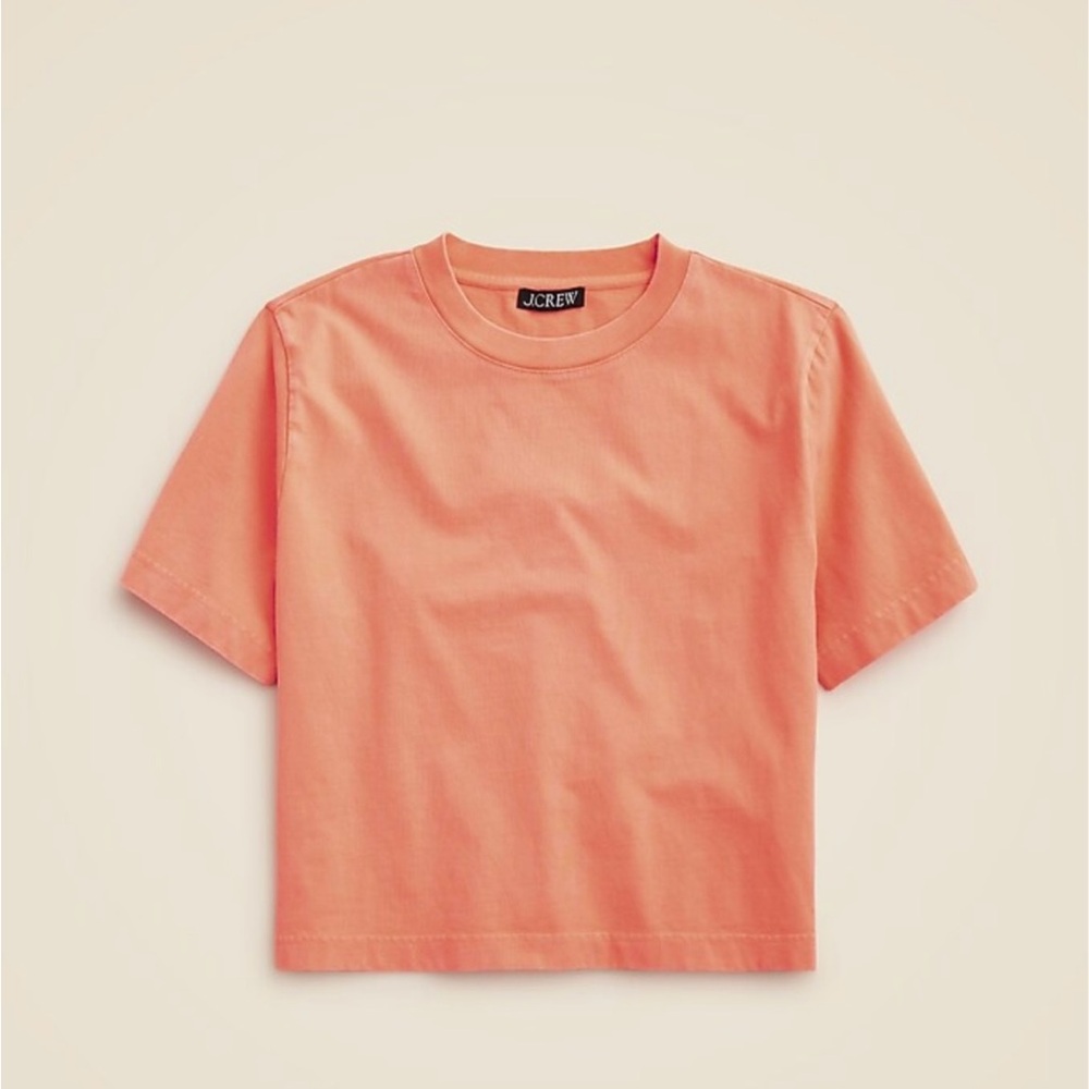 J.Crew Relaxed Premium Weight Cropped T-Shirt In Sunfire Coral Size Small